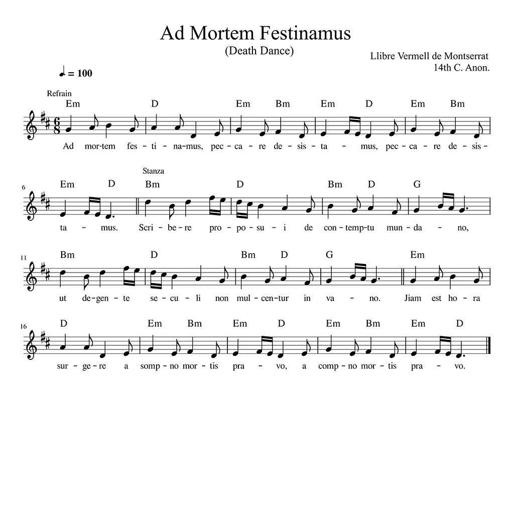 Sample Sheet Music from Medieval & Renaissance Songbook Vol 1